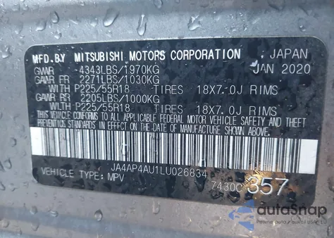 2020 Mits Outlander Sport Se W 2.0 Se from USA, damaged, VIN JA4AP4AU1LU026834